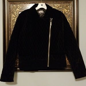 Bagatelle black velvet silver zipper coat jacket NWOT